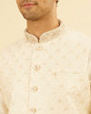 Manyavar Men Gleaming Cream Nehru Jacket