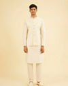 Manyavar Men Gleaming Cream Nehru Jacket