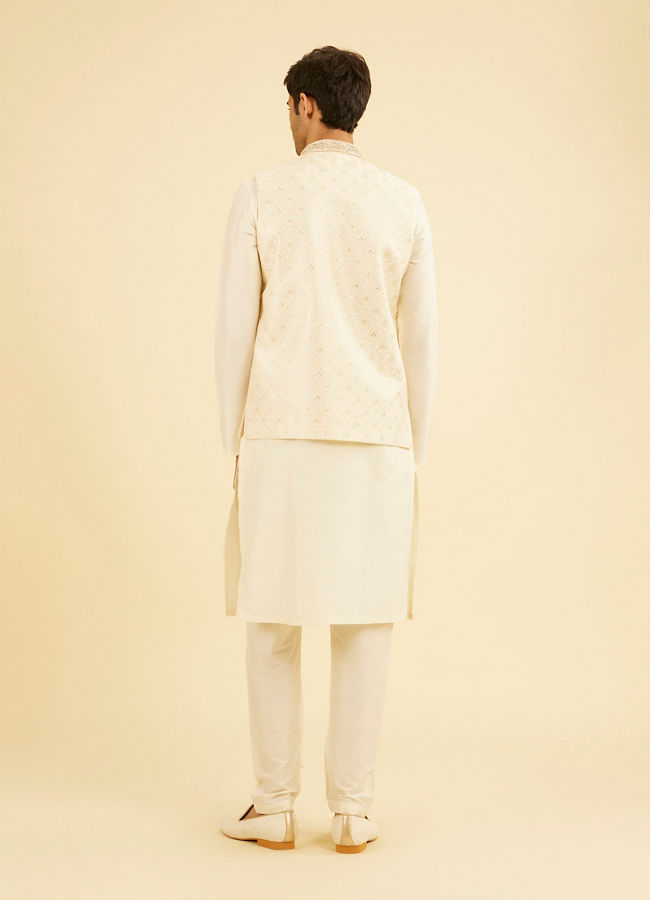 Manyavar Men Gleaming Cream Nehru Jacket