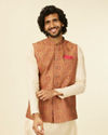 Rust Red Paisley Patterned Nehru Jacket