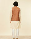 alt message - Manyavar Men Rust Red Paisley Patterned Nehru Jacket image number 3