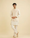 Manyavar Men Cream Satin Nehru Jacket image number 2