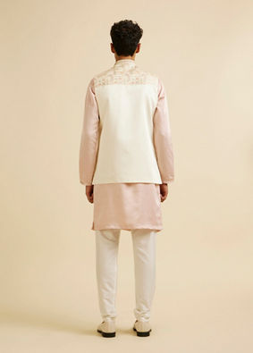 Manyavar Men Cream Satin Nehru Jacket image number 3