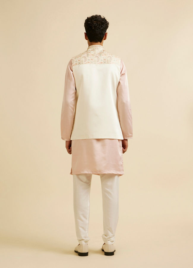 alt message - Manyavar Men Cream Satin Nehru Jacket image number 3