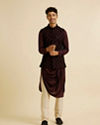 alt message - Manyavar Men Velvety Wine Embroidered Nehru Jacket image number 2