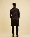 Manyavar Men Black Fern Motifs in Fish Scale Pattern Nehru Jacket