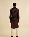 alt message - Manyavar Men Black Fern Motifs in Fish Scale Pattern Nehru Jacket image number 3