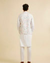 Manyavar Men Warm White Bel Buti Print Nehru Jacket