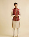 alt message - Manyavar Men Rust Aztec Inspired Print Nehru Jacket image number 2