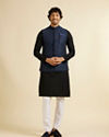Manyavar Men Dark Blue Mirror Embellished Nehru Jacket