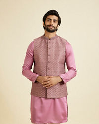 Manyavar Men Dusty Pink Elegance Nehru Jacket