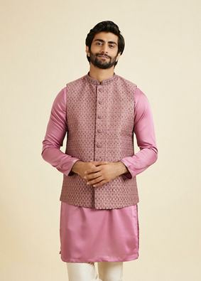 Manyavar Men Dusty Pink Elegance Nehru Jacket