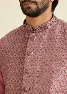 Manyavar Men Dusty Pink Elegance Nehru Jacket