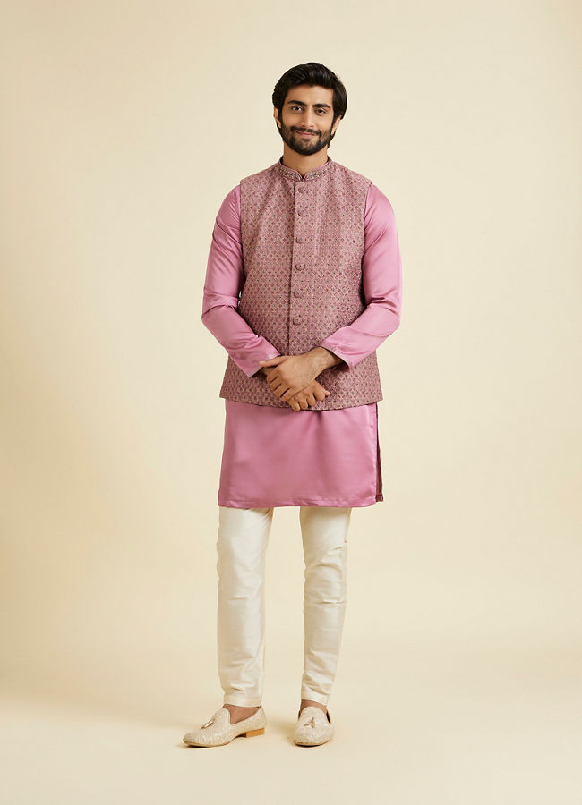 Manyavar Men Dusty Pink Elegance Nehru Jacket