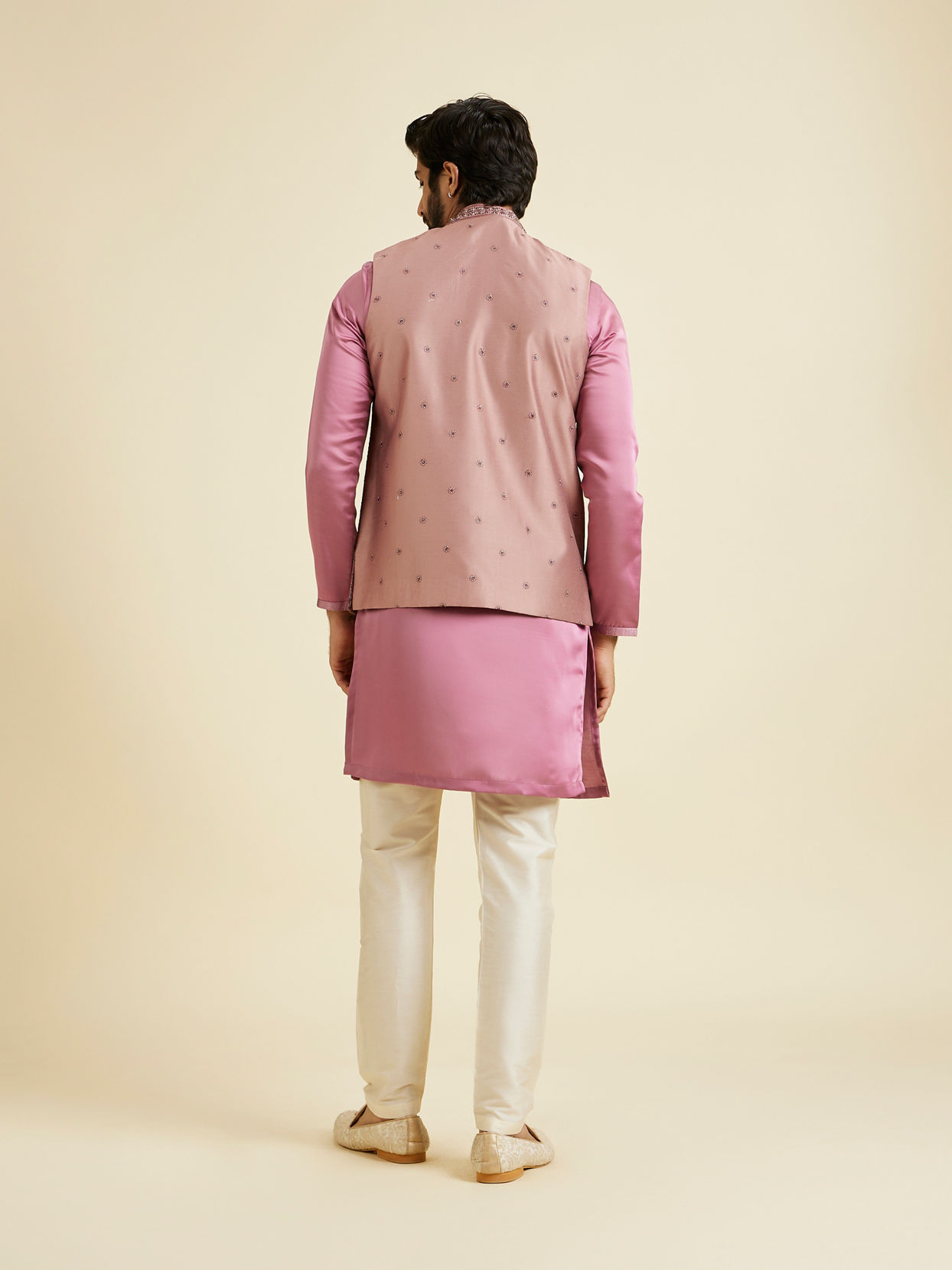 Manyavar Men Dusty Pink Elegance Nehru Jacket