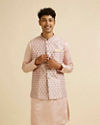 alt message - Manyavar Men Peach Buta Jaal Print Nehru Jacket image number 0