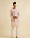 alt message - Manyavar Men Peach Buta Jaal Print Nehru Jacket image number 2