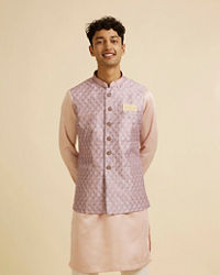 Manyavar Men Dusty Pink Buta Jaal Print Nehru Jacket