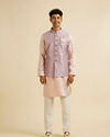 Manyavar Men Dusty Pink Buta Jaal Print Nehru Jacket