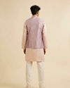 Manyavar Men Dusty Pink Buta Jaal Print Nehru Jacket