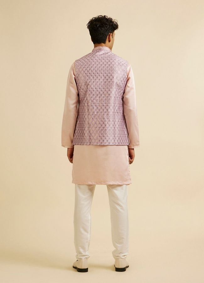 alt message - Manyavar Men Dusty Pink Buta Jaal Print Nehru Jacket image number 4