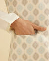Manyavar Men Light Cream Conch Shell Motifs Nehru Jacket