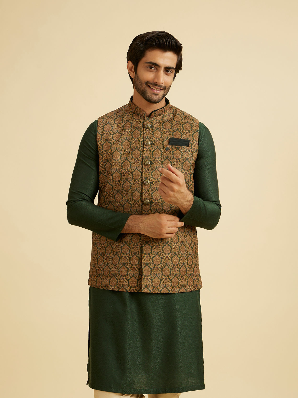 Manyavar Men Emerald Elegance Nehru Jacket