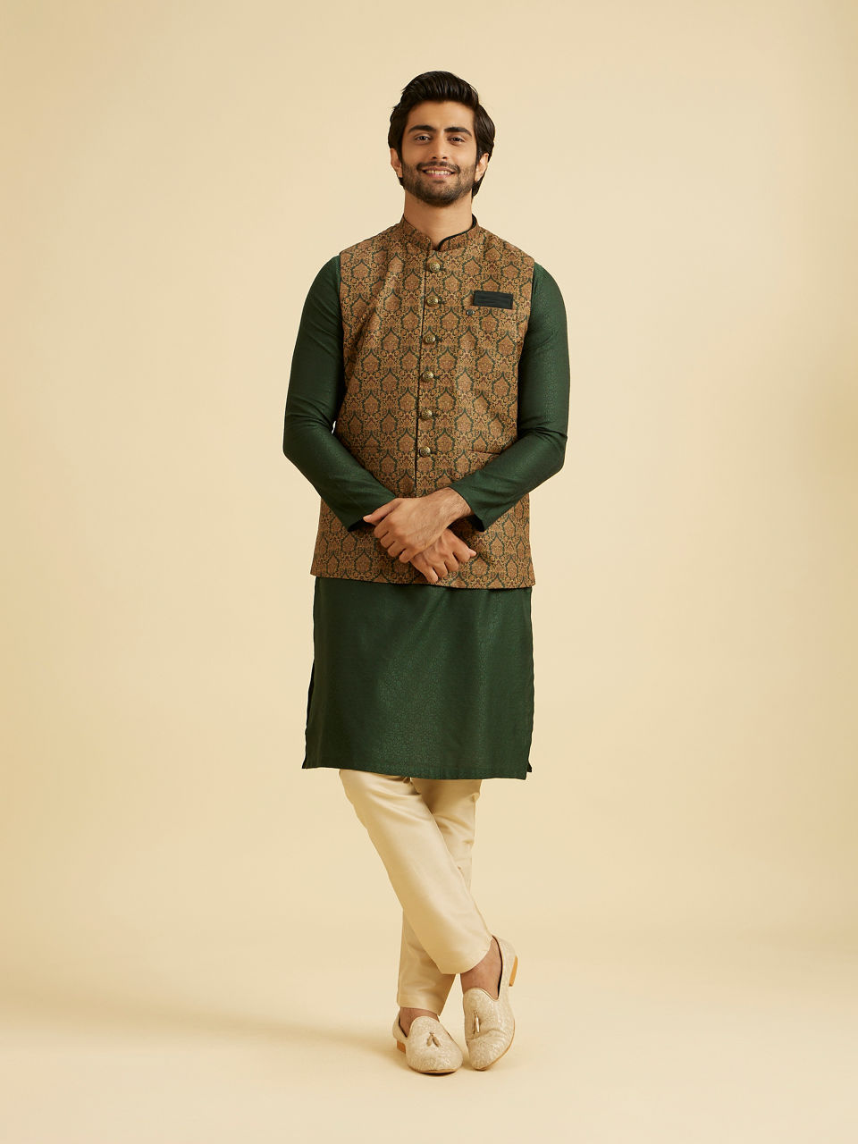Manyavar Men Emerald Elegance Nehru Jacket