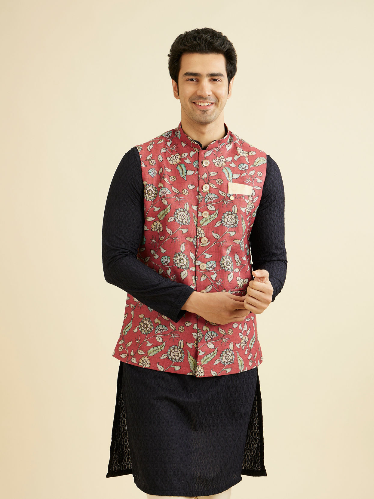 alt message - Manyavar Men Rustic Charm Nehru Jacket image number 0