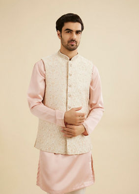 Manyavar Men Exquisite Cream Nehru Jacket