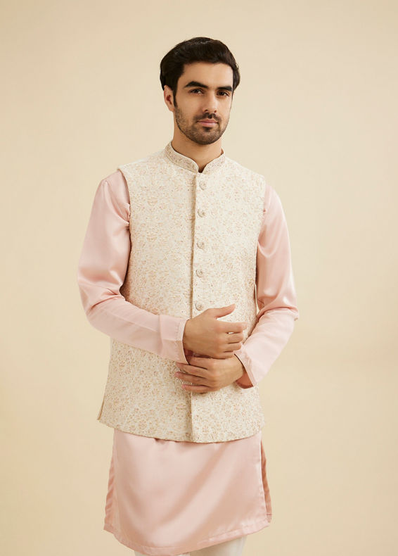 Manyavar Men Exquisite Cream Nehru Jacket