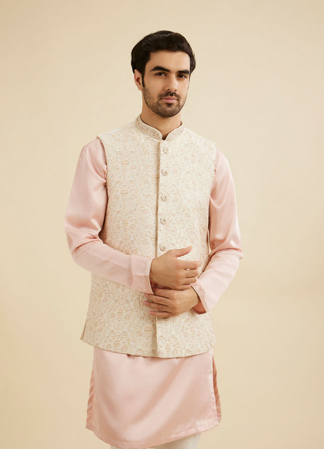 Manyavar Men Exquisite Cream Nehru Jacket
