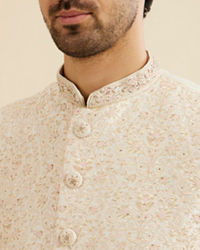 Manyavar Men Exquisite Cream Nehru Jacket