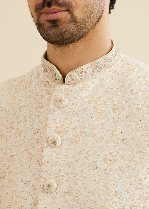 Manyavar Men Exquisite Cream Nehru Jacket