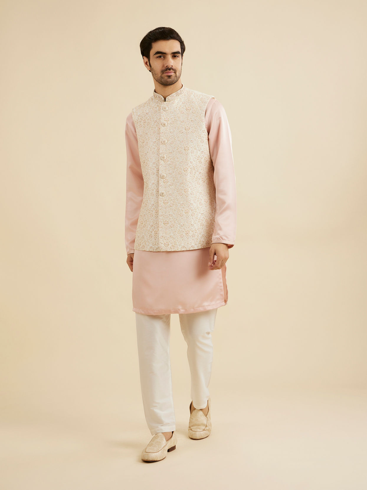 Manyavar Men Exquisite Cream Nehru Jacket