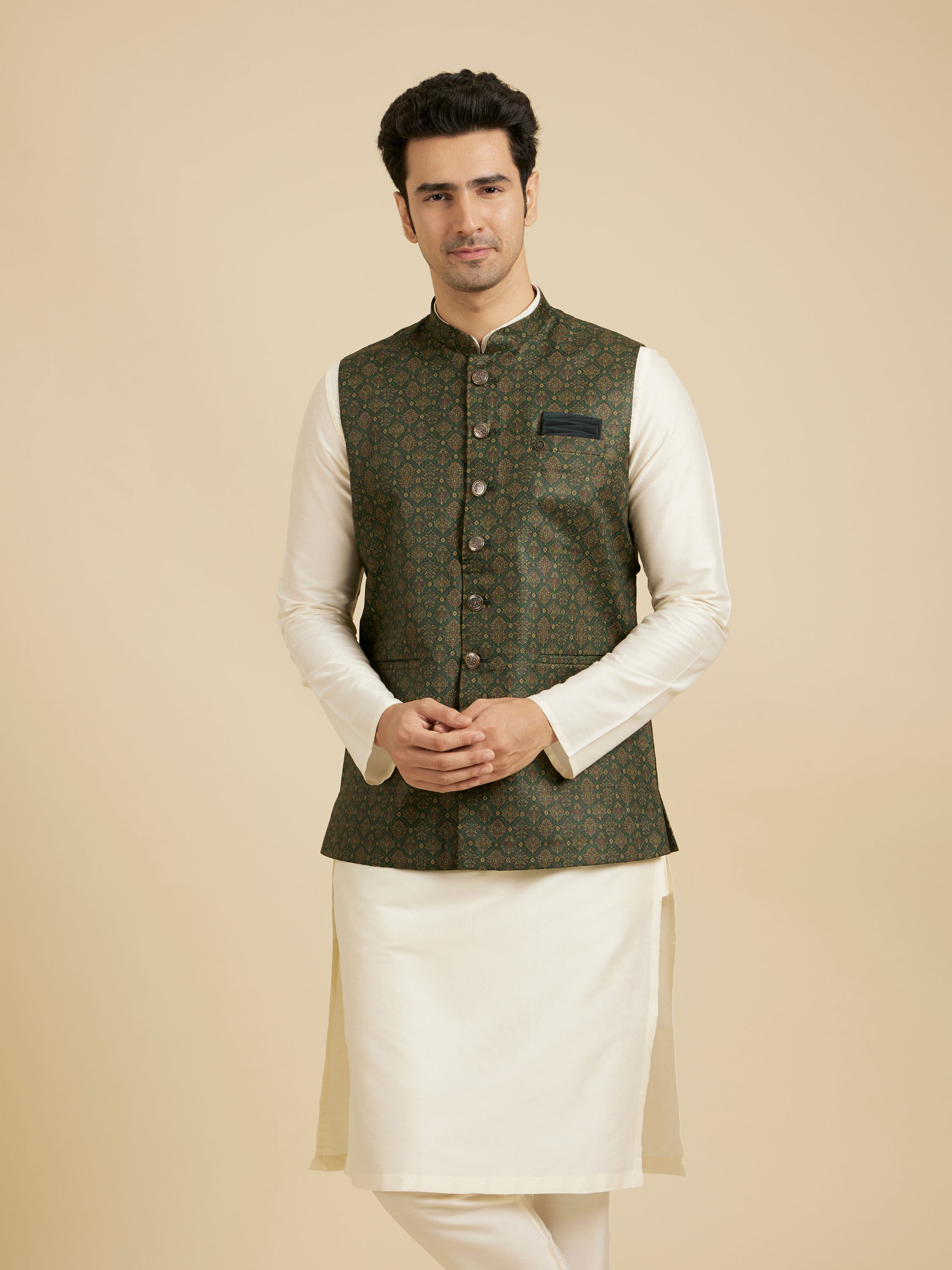 Manyavar Men Emerald Regalia Nehru Jacket