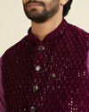Manyavar Men Wine Velvet Majesty Nehru Jacket