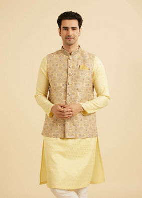 Manyavar Men Yellow Majesty Nehru Jacket