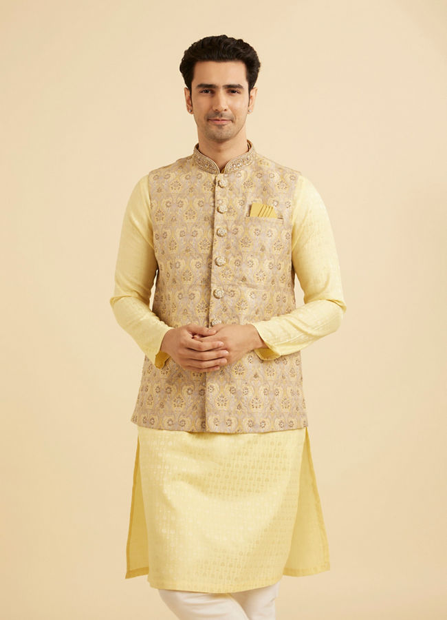 Manyavar Men Yellow Majesty Nehru Jacket