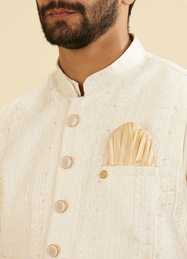 Manyavar Men Cream Radiance Nehru Jacket image number 1