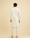 Manyavar Men Ivory Cream Linear Patterned Nehru Jacket