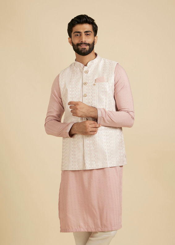 Manyavar Men Dusty Pink Esteem Nehru Jacket