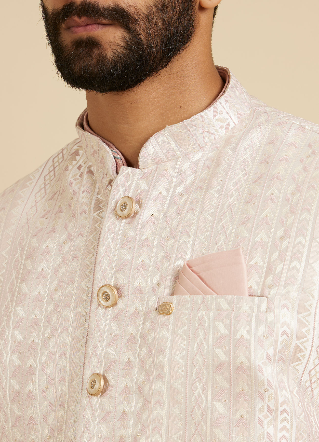 Manyavar Men Dusty Pink Esteem Nehru Jacket