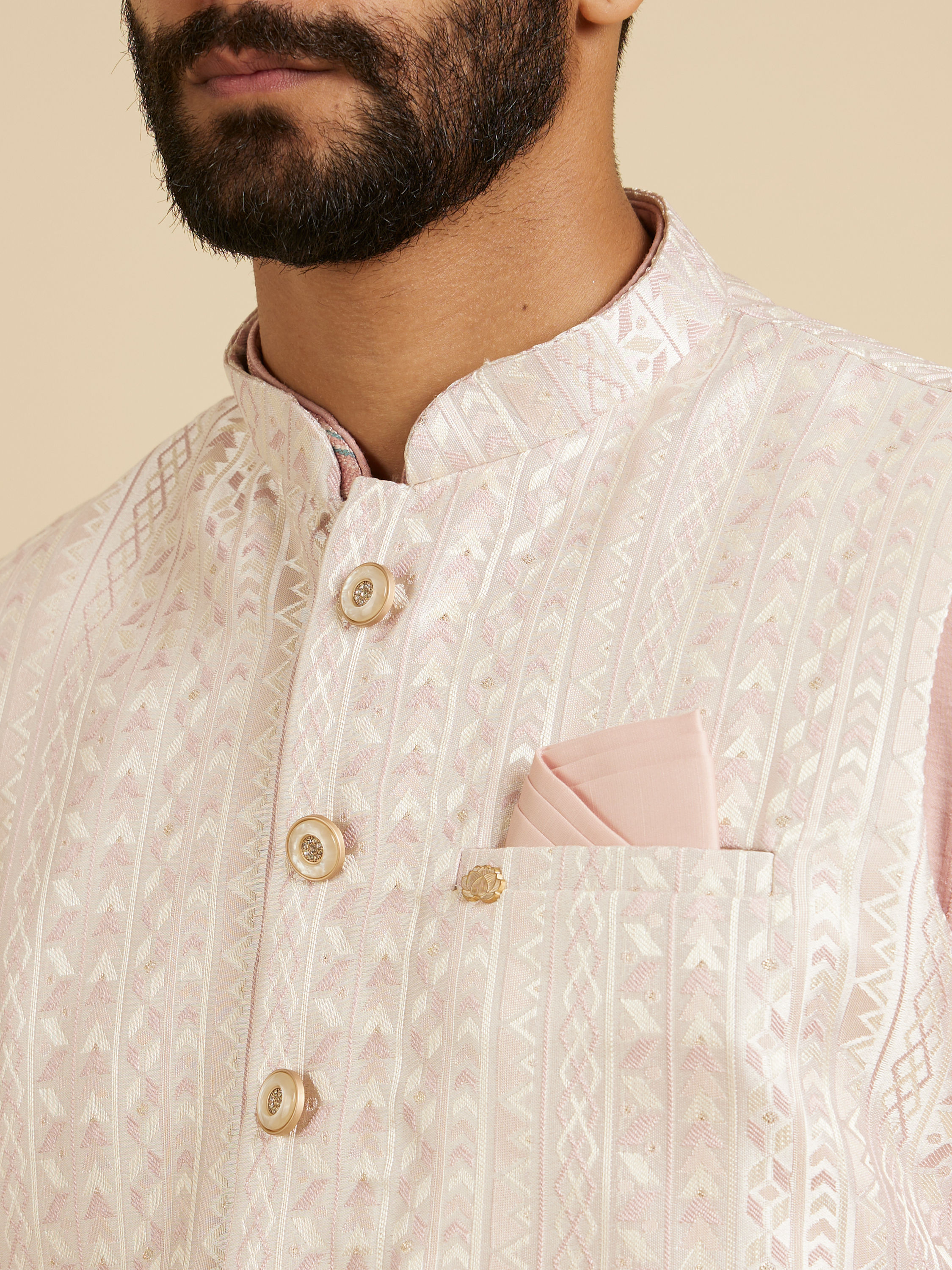 Manyavar Men Dusty Pink Esteem Nehru Jacket