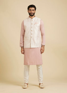 Manyavar Men Dusty Pink Esteem Nehru Jacket image number 2