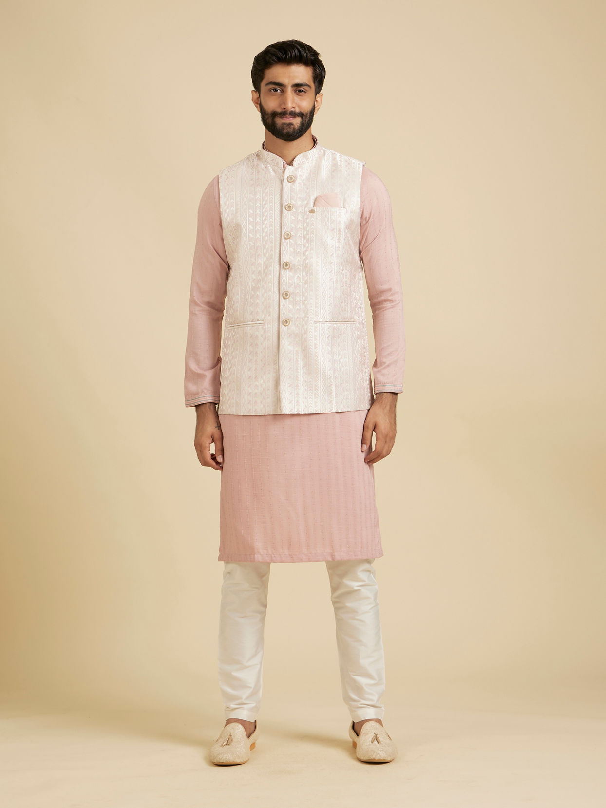 Manyavar Men Dusty Pink Esteem Nehru Jacket