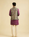Manyavar Men Dark Grey Abstract Print Nehru Jacket
