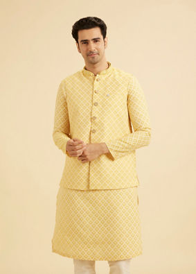 Manyavar Men Golden Yellow Radiance Nehru Jacket