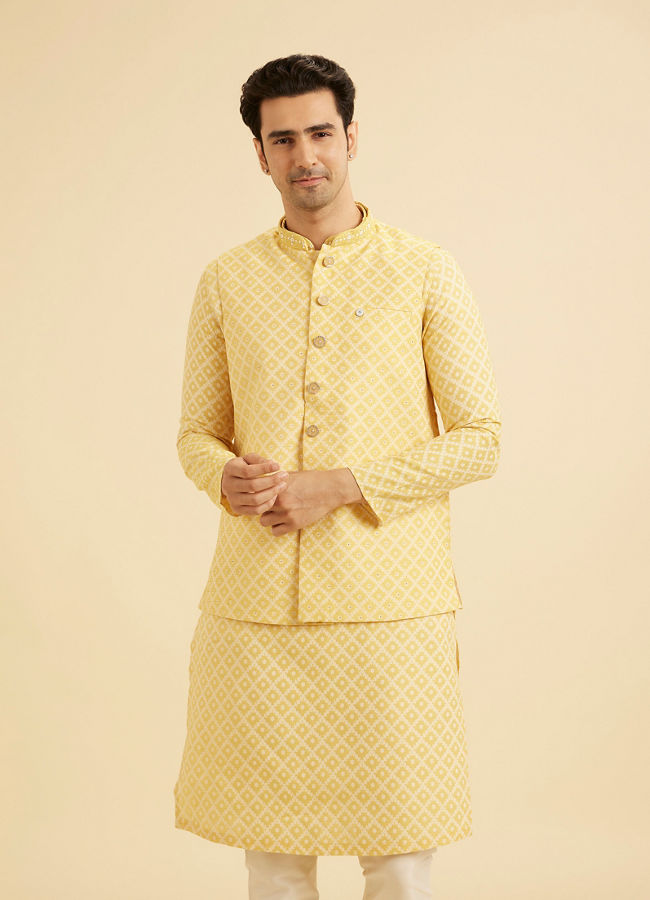 Manyavar Men Golden Yellow Radiance Nehru Jacket
