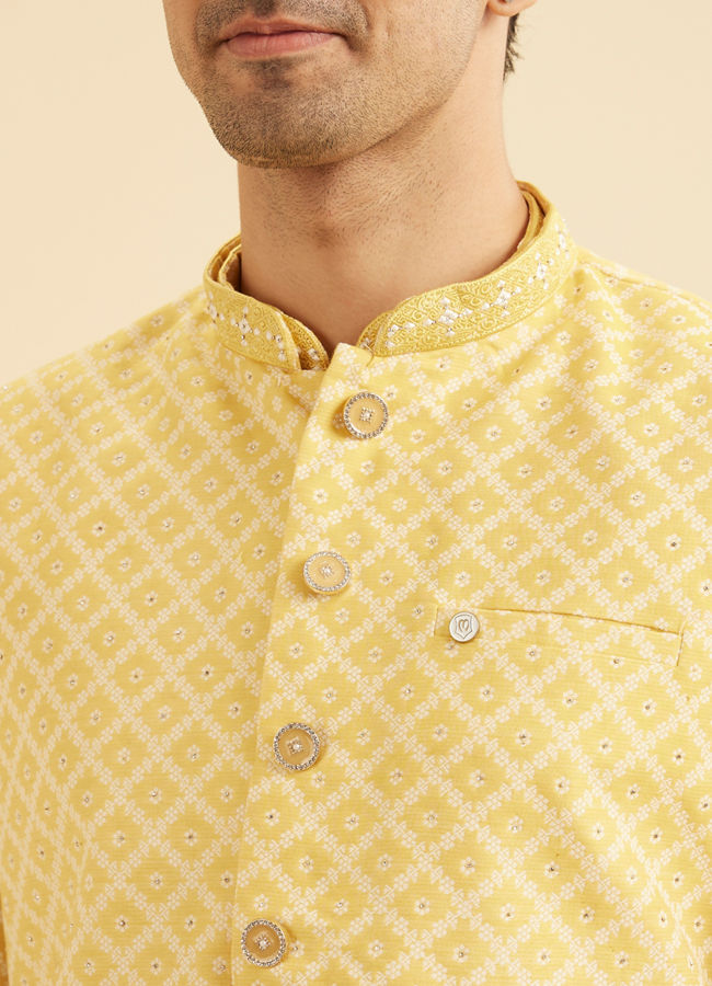 Manyavar Men Golden Yellow Radiance Nehru Jacket